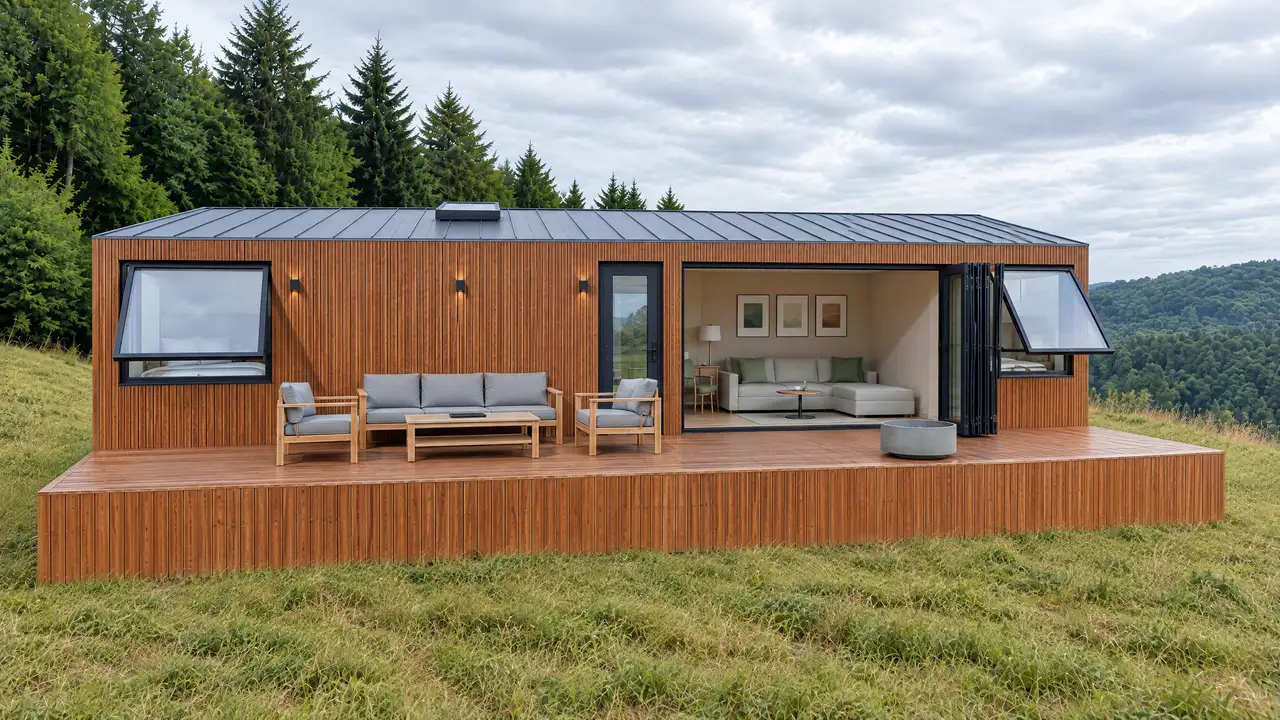 Render - three-quarter view cycling through the seven fa&ccedil;ade options
