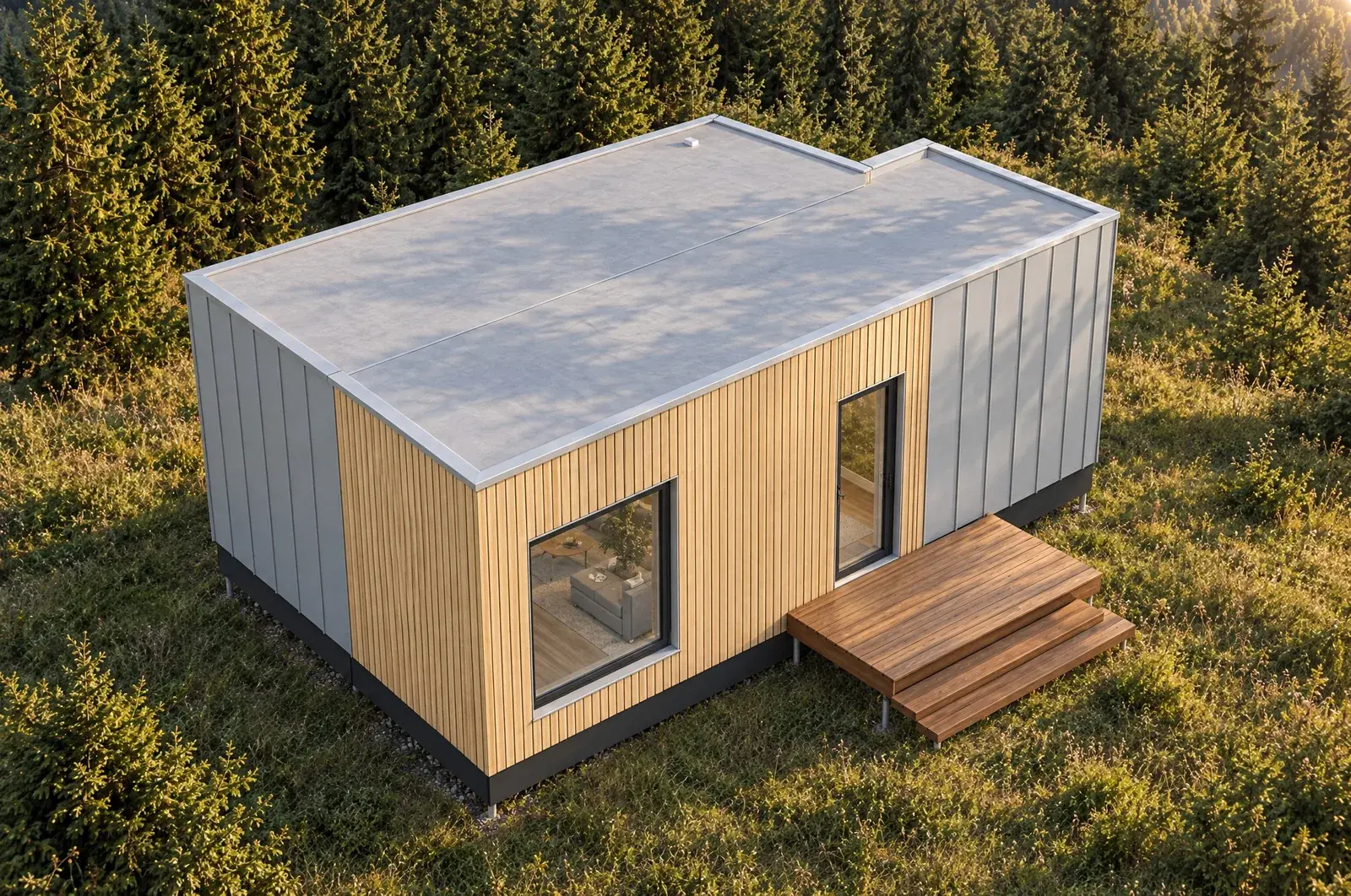 LIND Offset from above: flat roof with the offset corner