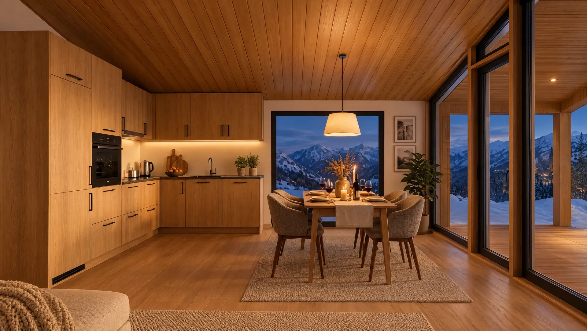 TUNDRA &mdash; Kitchen and dining, in the evening