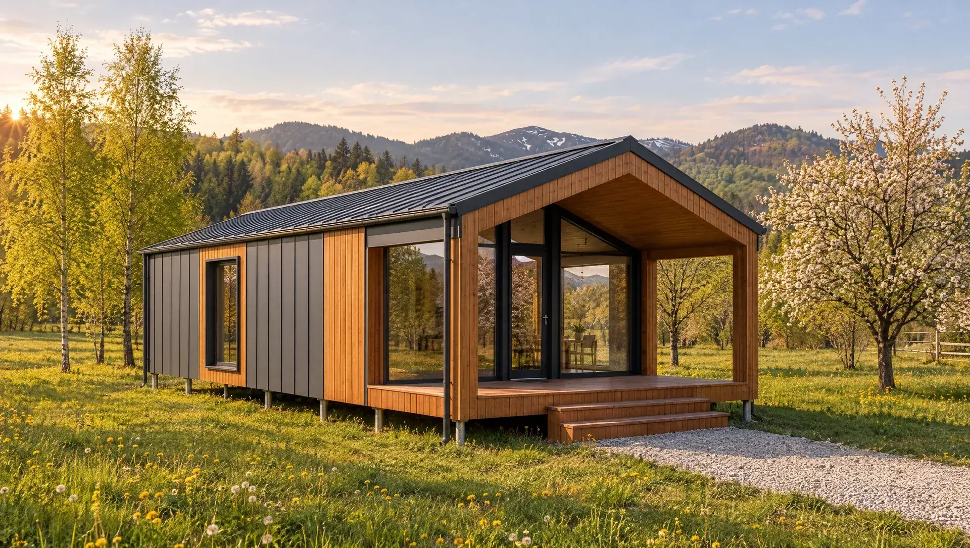 TUNDRA modular house, spring evening